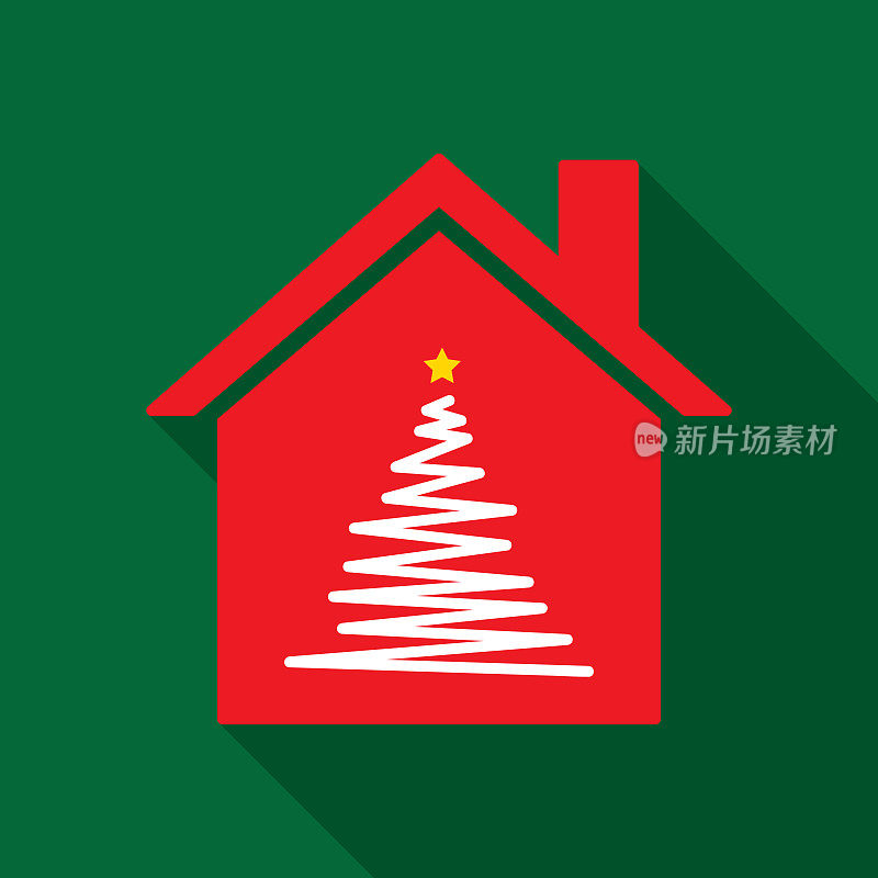 House Christmas Tree Icon Flat 1